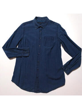 Tommy Hilfiger Women’s Denim Shirt Button Up Long Sleeve Dark Wash Denim Size M